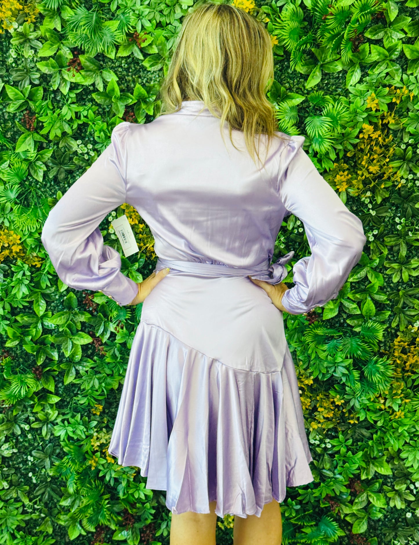 Lavender Satin Side Wrap Mini Dress (Reg.)