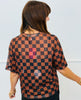 Black/Chocolate Checkered Emma Mesh Tee (Reg. and Plus)