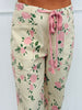 Beige Pink Floral Print Barrel Jeans (Reg & Plus)