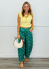 Hunter Green Denim Polka Dot Wide Leg Pants (Reg.)
