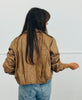 Tan Faux Leather Pleated Waist Length Jacket (Reg.)