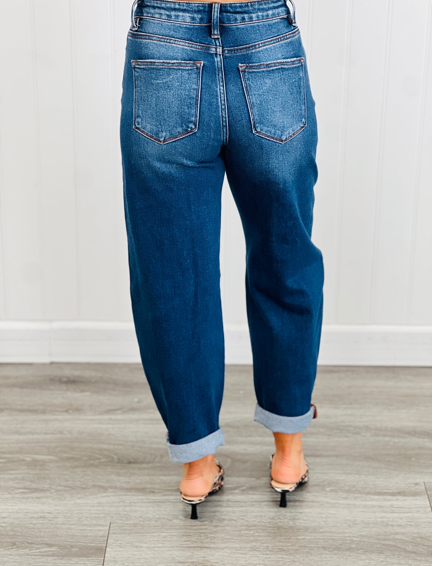 Risen Dark Just The Right Shade Barrel Cuffed Jeans (Reg & Plus)