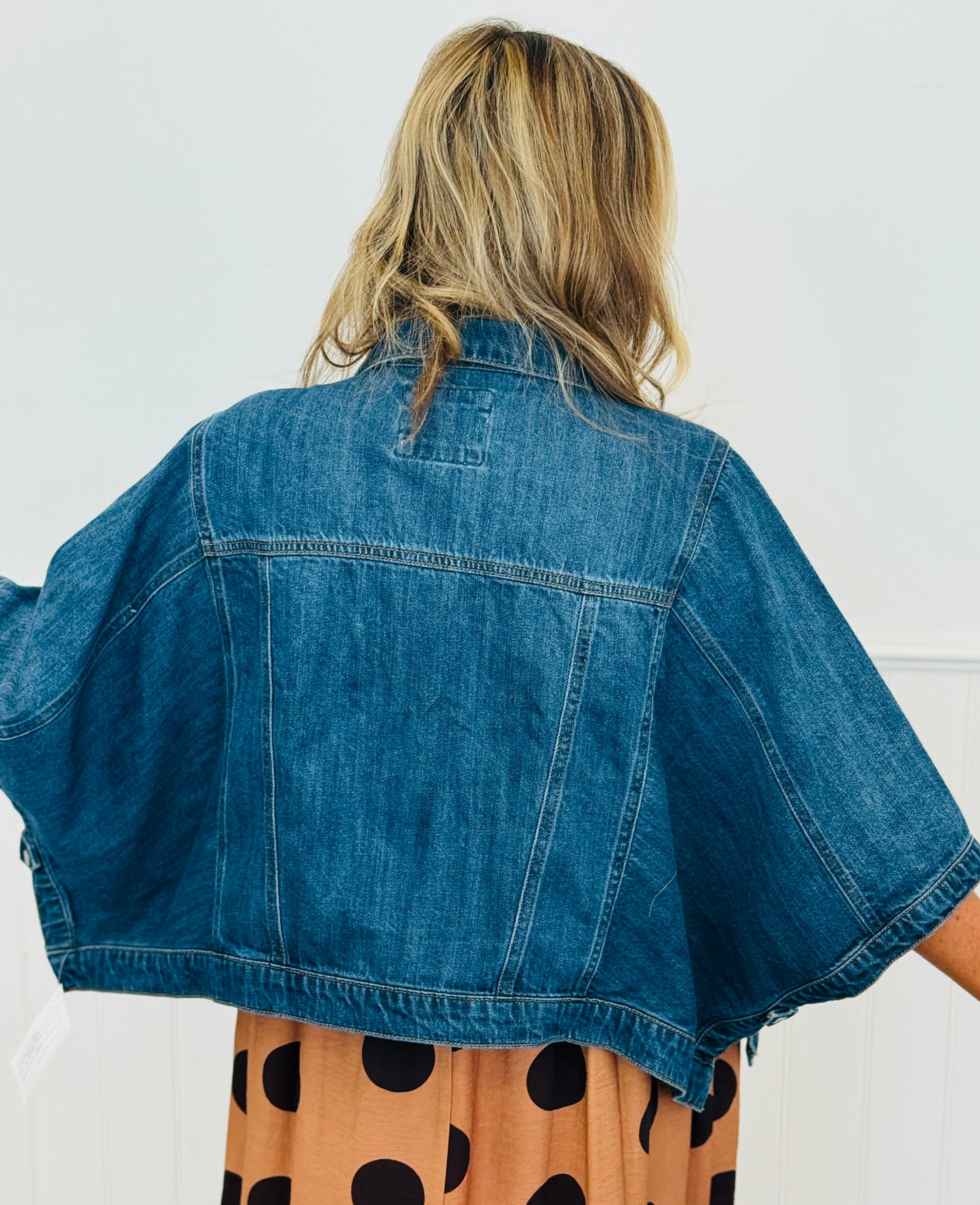Risen Dark Denim Flowy Cape Jacket (Reg & Plus)