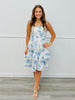 Blue Floral Eyelet Ruffled Midi Dress (Reg & Plus)