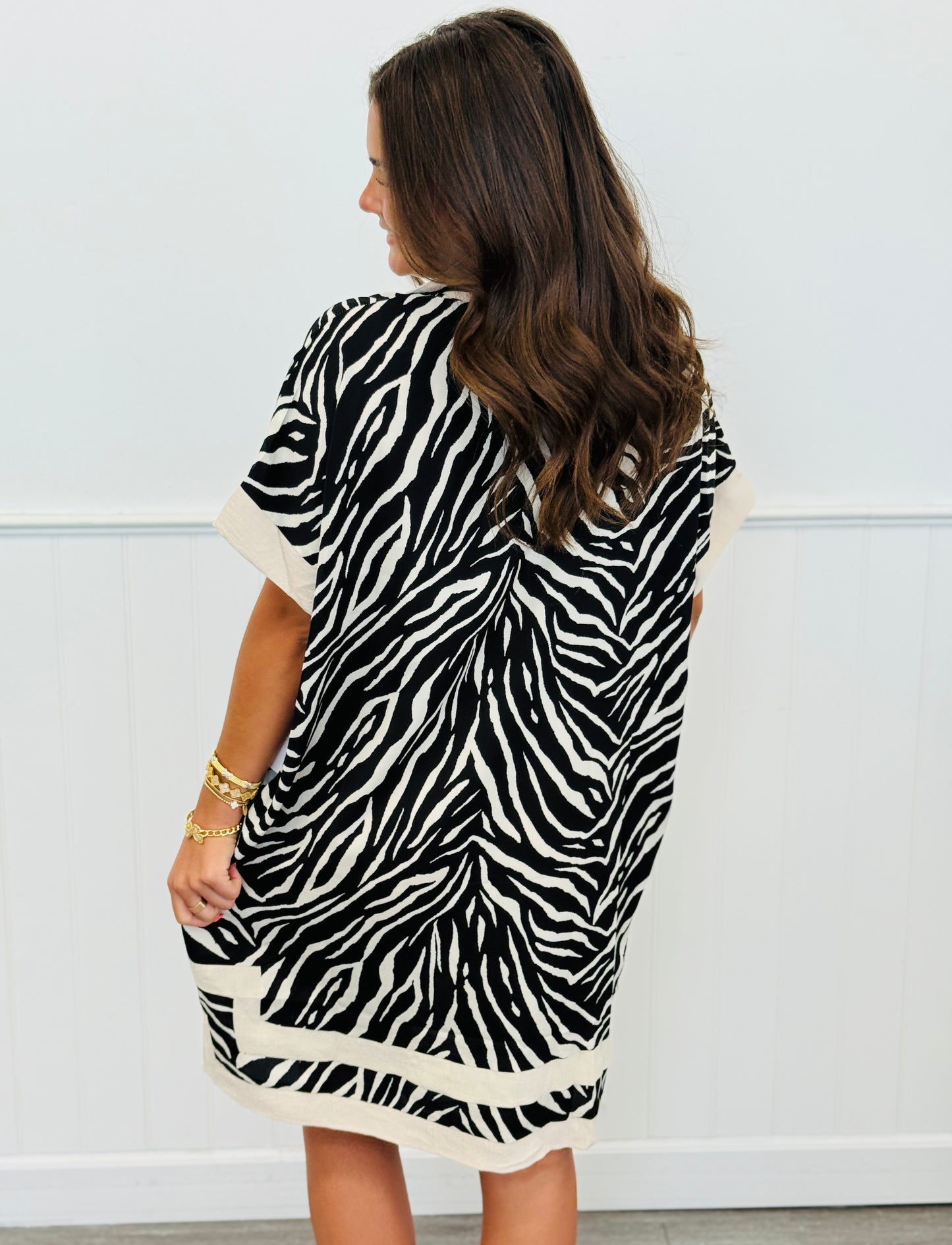 Zebra Print Button-Up Midi Dress (Reg. and Plus)