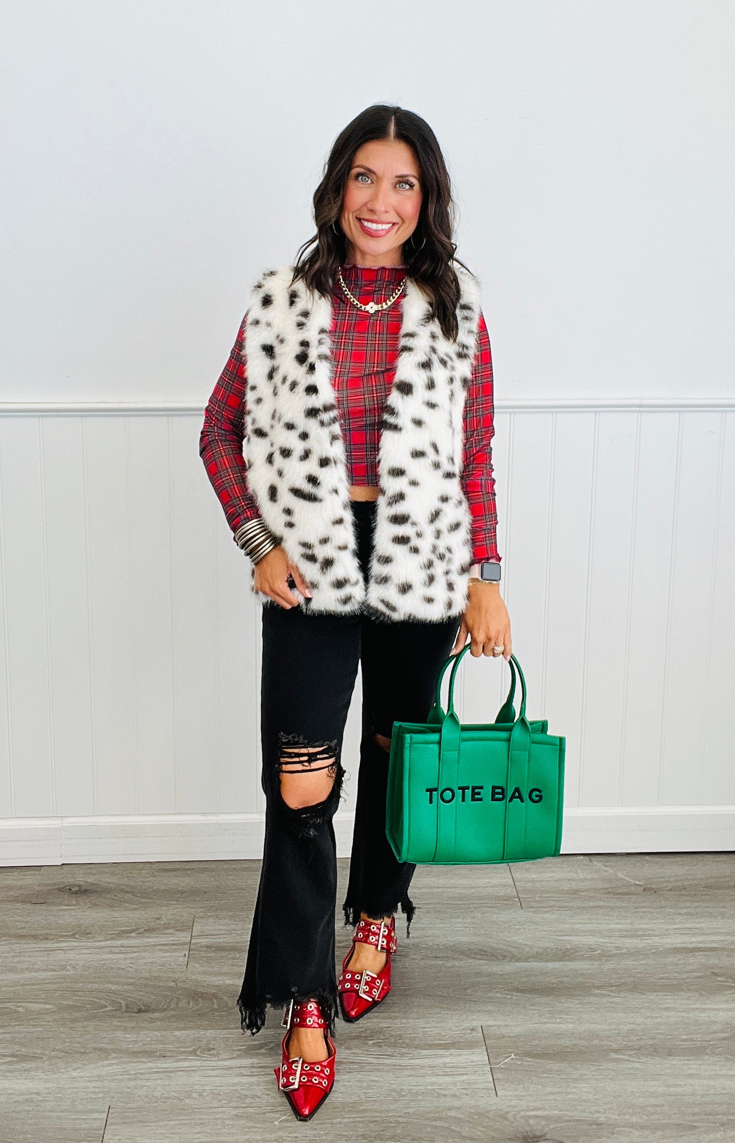 Ivory Spotted Fur Vest (Reg.)