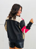Black Mix Color Block Bomber Jacket (Reg.)