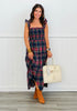Navy Multi Plaid Midi Dress (Reg.)