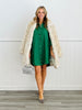 Dark Green Rhinestone Button Down Mini Dress (Reg. and Plus)