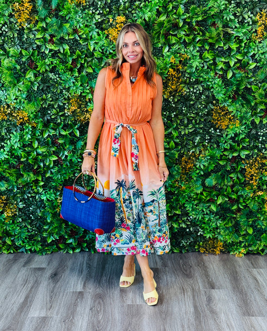 Papaya Paradise Sleeveless Midi Dress (Reg.)