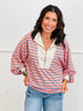 Relaxed Half Zip Striped Pullover (Reg. and Plus) - 2 Colors