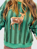 Queen Of Sparkles Green Striped Deer Sweatshirt (Reg. and Plus)