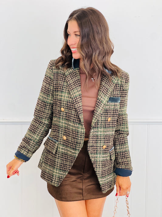 Green Plaid Autumn Haze Blazer (Reg)