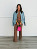 Brown Striped Short Sleeve Top & Pants Set (Reg.)