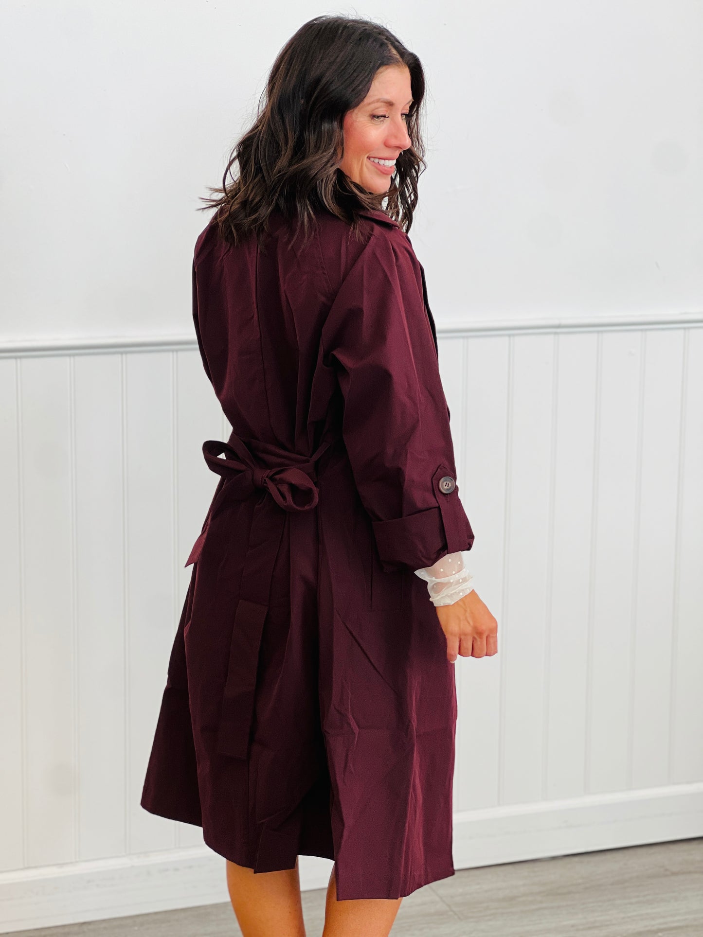 Belted Lapel Collar Trench Coat (Reg & Plus)-3 Colors
