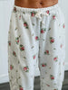Cream Multi Floral Faux Embroidered Pants (Reg.)