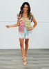 Multi Striped Button Up Sweater Vest (Reg.)