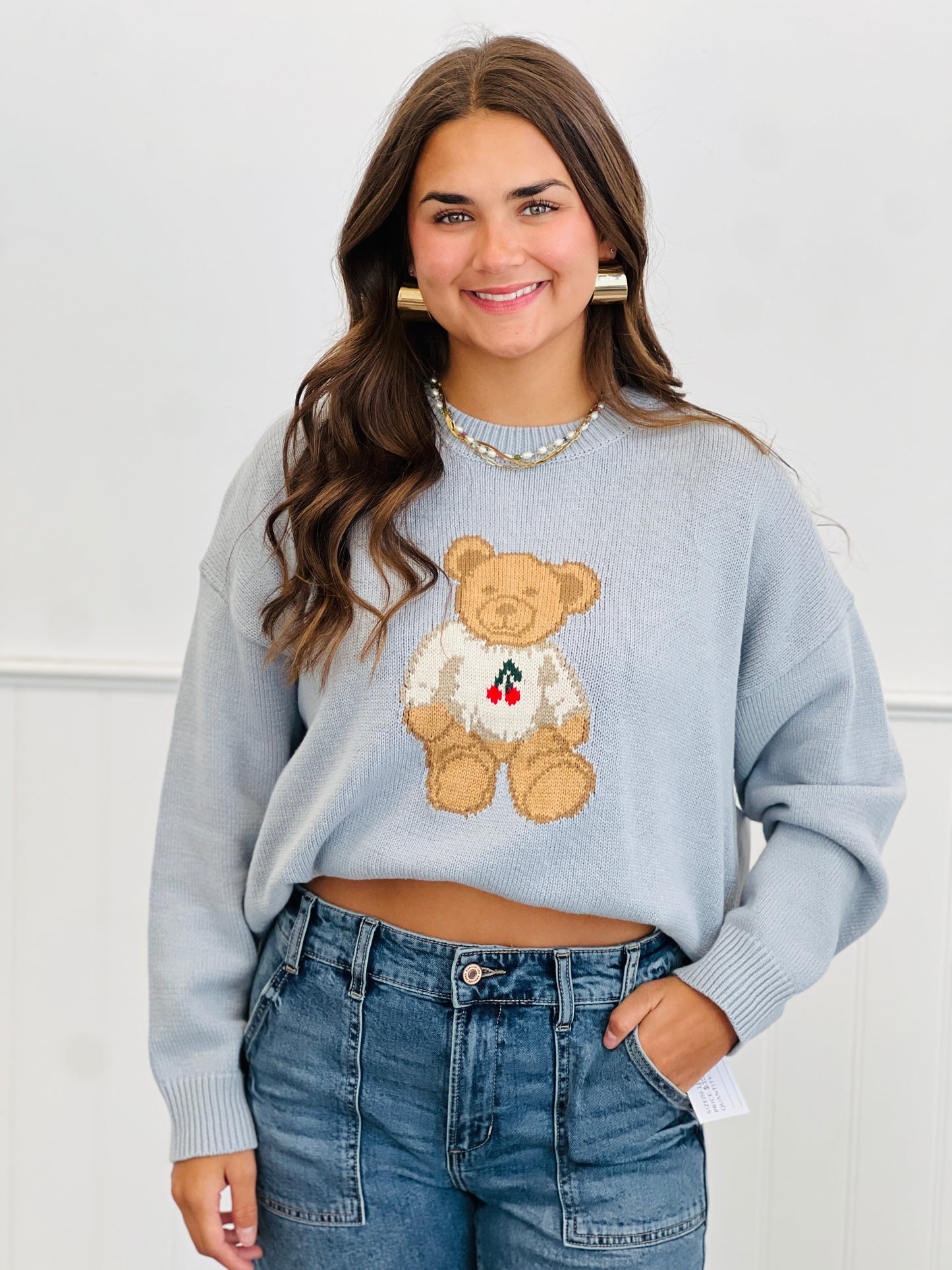 Teddy Bear Cherry Sweater (Reg)-2 Colors