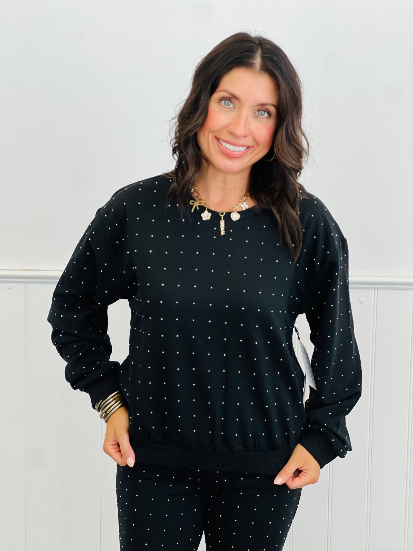 Rhinestone Knit Sweatshirt (Reg.)-5 Colors