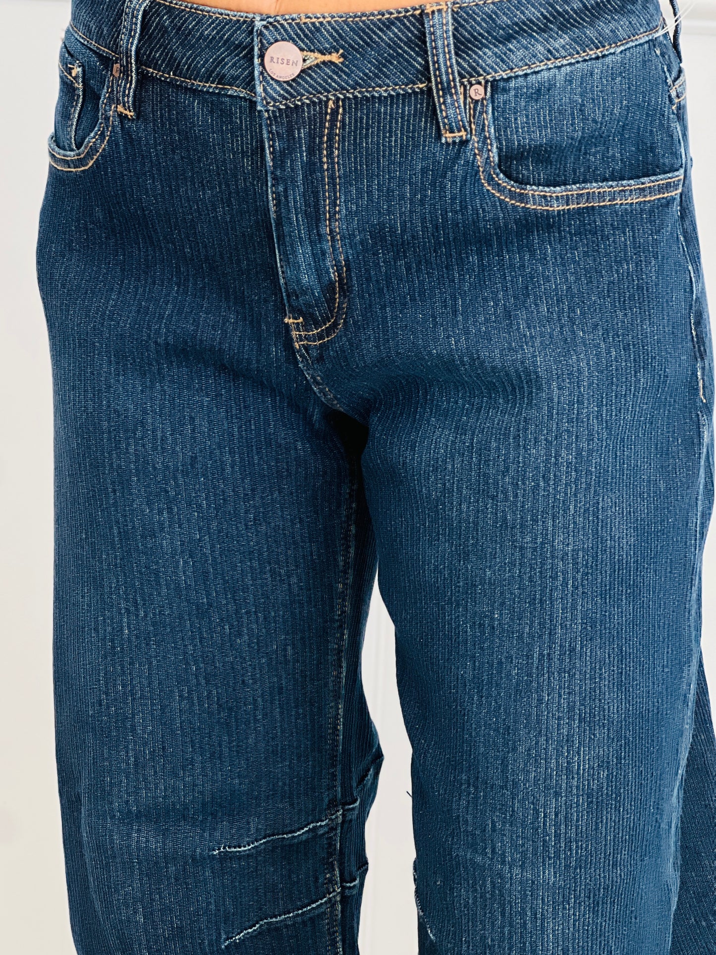 Risen Slouchy Crop Barrel Textured Jeans (Reg & Plus)