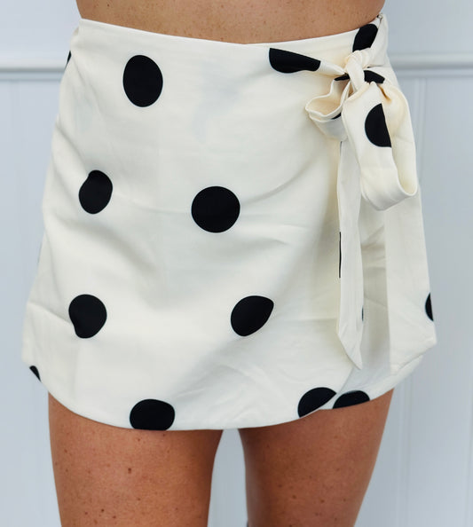 Ivory/Black Polka Dot Mini Skort (Reg.)