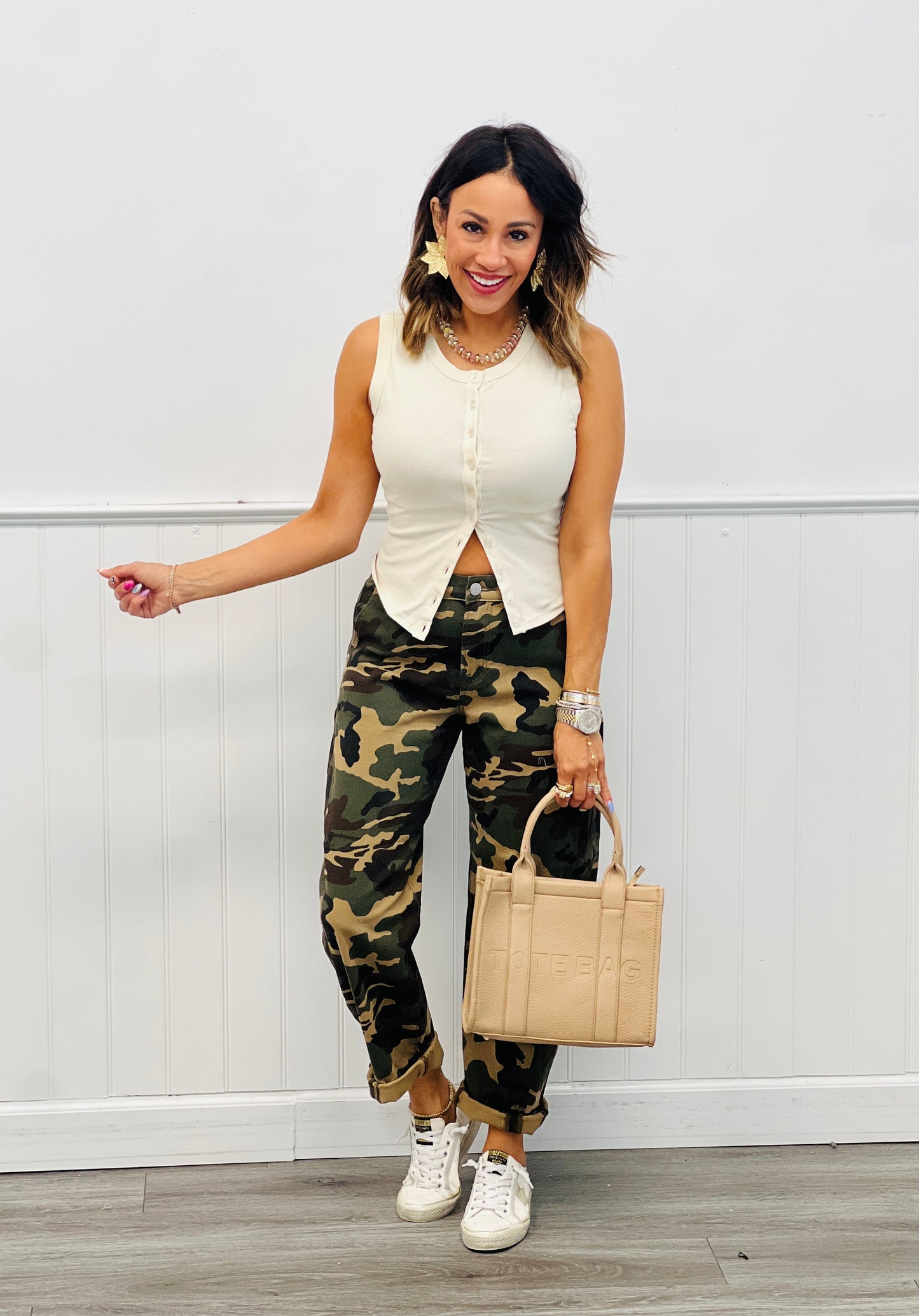 Risen Camo Into The Wild Roll Up Barrel Jeans (Reg & Plus)