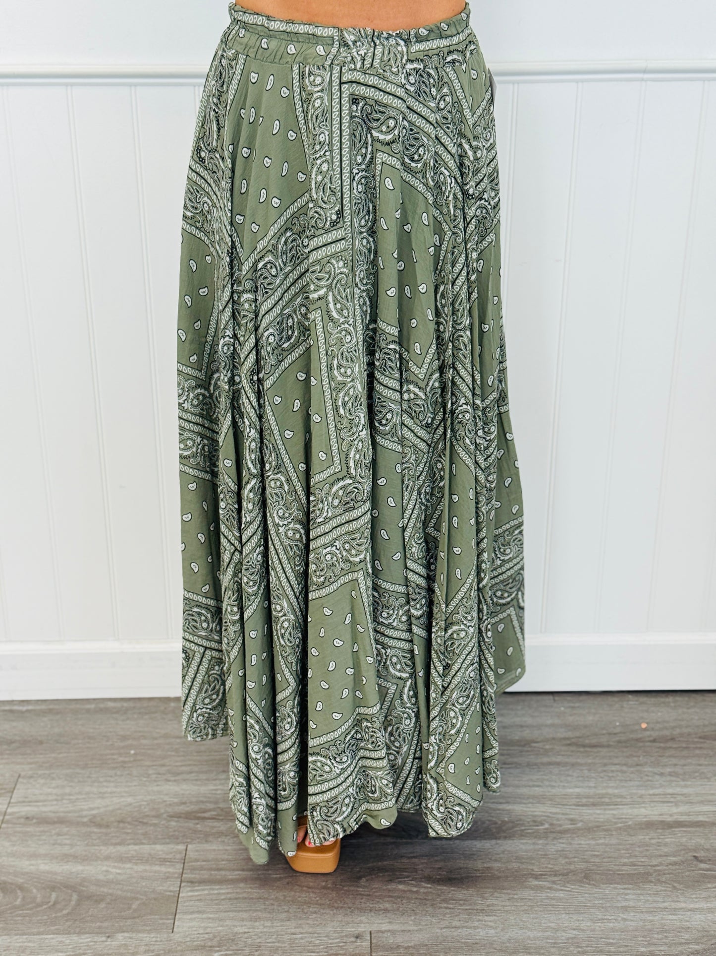 Olive Bandana Maxi Skirt (OS)