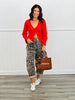Red Crochet Front Tie Sweater Cardigan (Reg.)