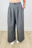 Grey Shirring Wide Leg Pants (Reg & Plus)