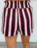 Neapolitan Stripes Runway Paperbag Shorts (Reg. and Plus)