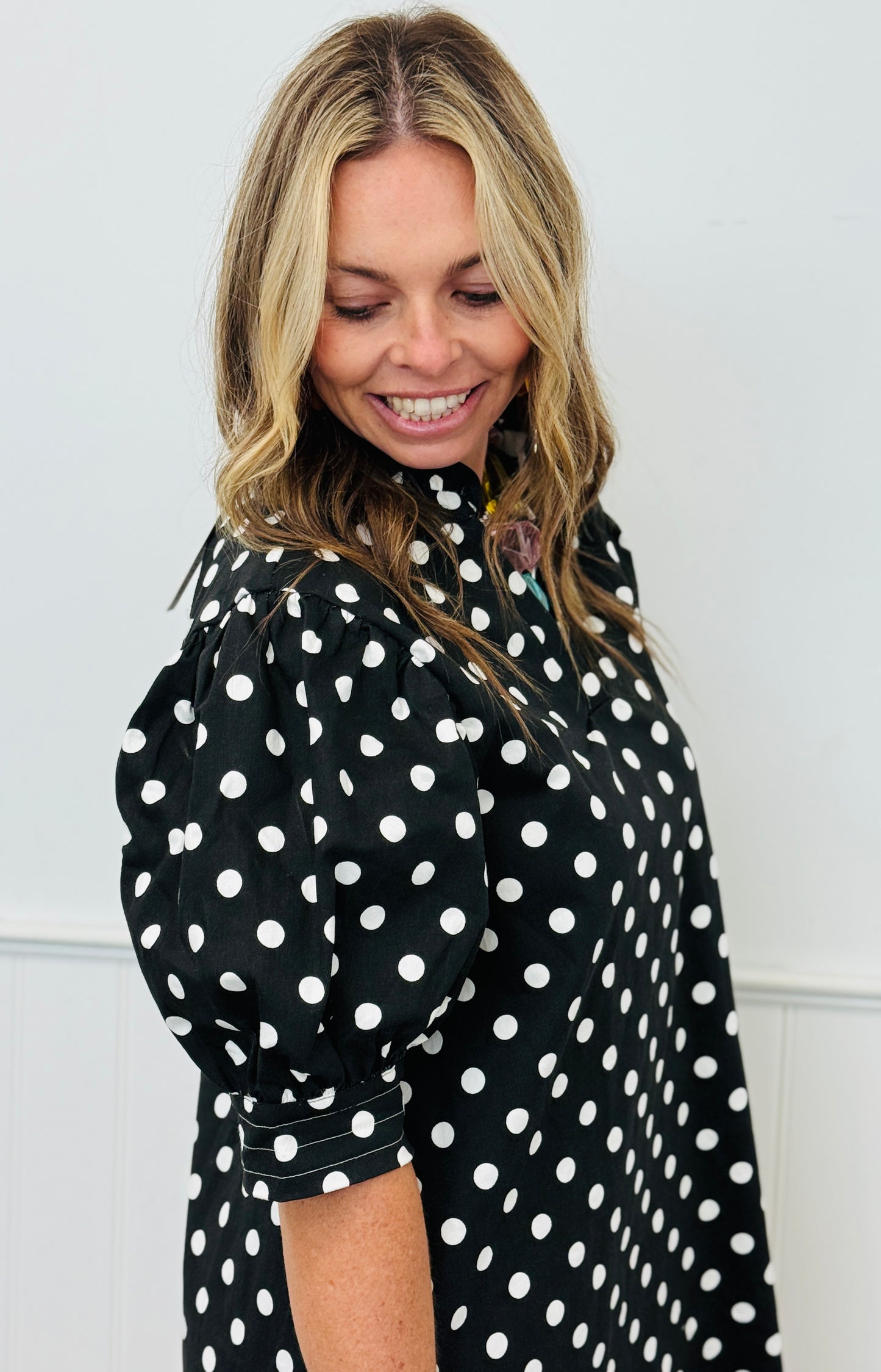 Black Polka Dot Cutie Mini Dress (Reg.)