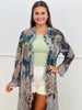 Navy Floral Long Ruffle Detailed Duster (Reg. and Plus)