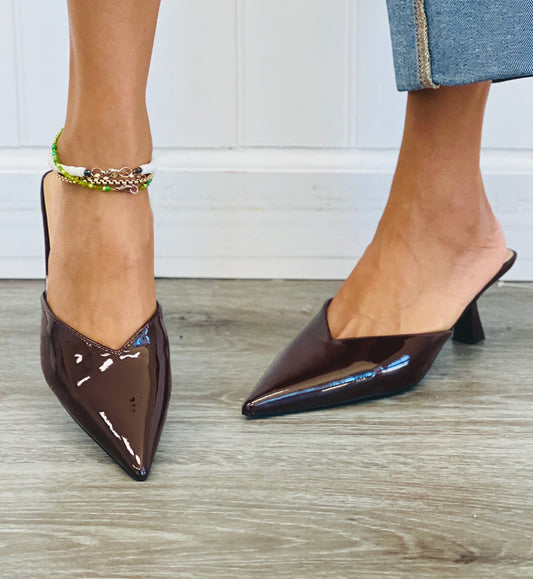 Brown Vogue Point Kitten Heels