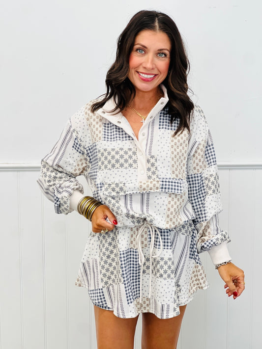 Navy Multi Print Shirt & Skort Set (Reg.)