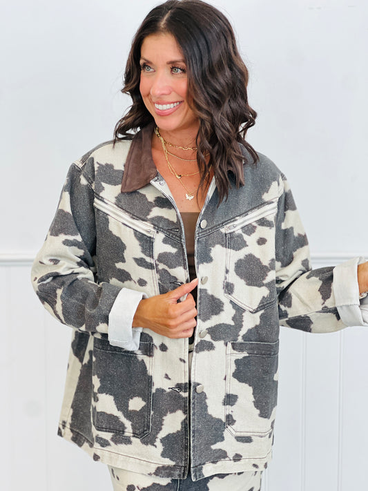 Taupe/Brown Cow Print Jacket (Reg.)