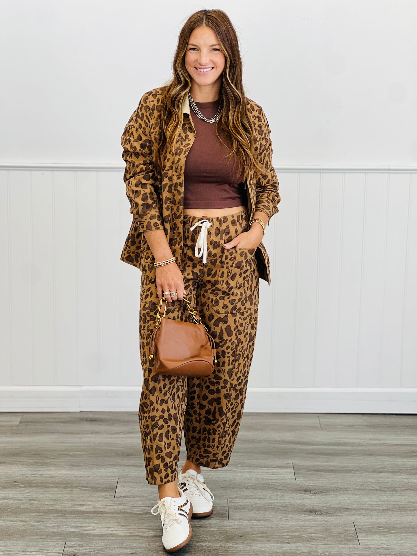 Leopard Collared Button Up Jacket (Reg.)