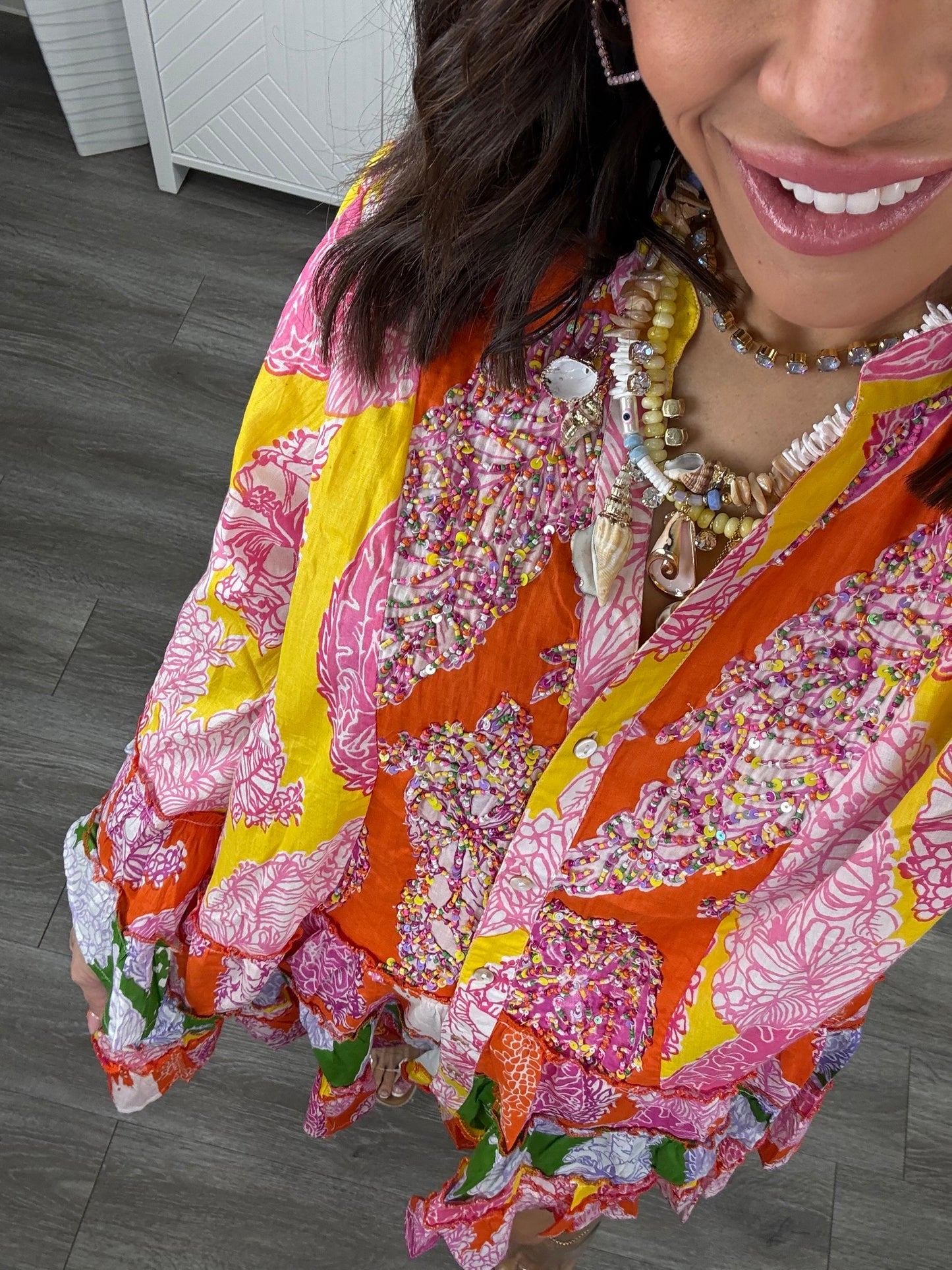 POL Pink Multi Contrast Pattern Mini Dress (Reg.)