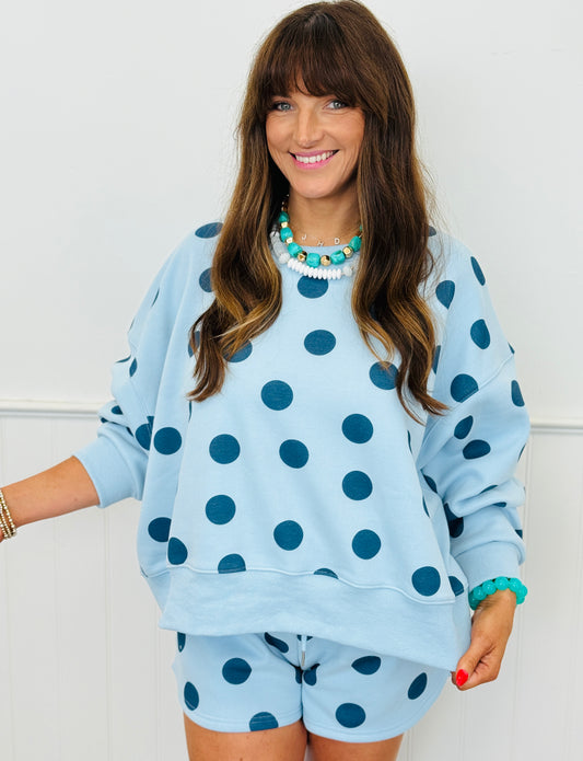 Blue Polka Dot Sweatshirt (Reg.)
