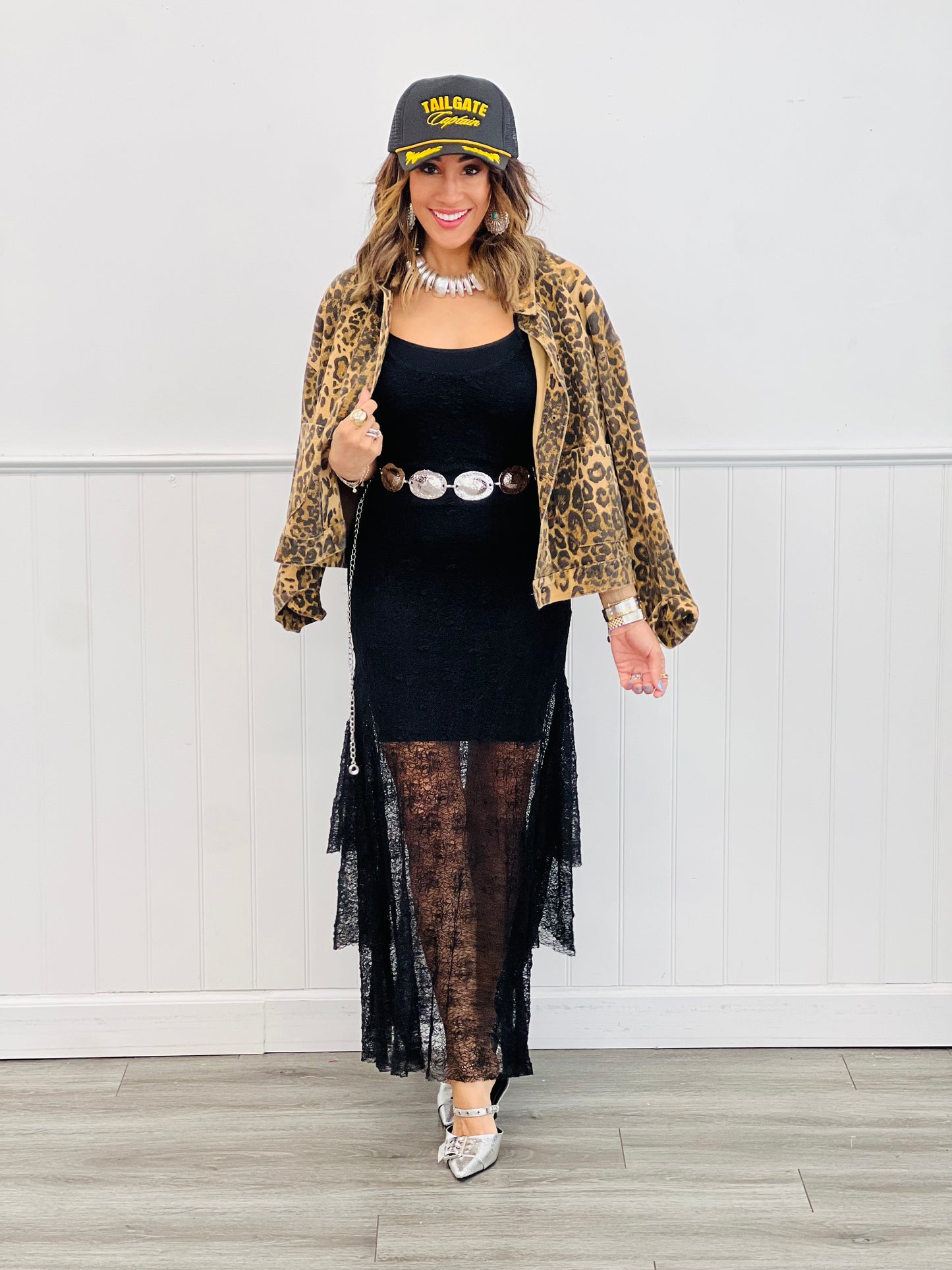 Sheer Lace Side Ruffle Maxi Dress (Reg.) - 2 Colors