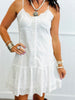 Ivory Eyelet Hook & Eye Detail Front Mini Dress (Reg.)