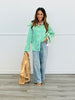 Green Vertical Striped Charmeuse Blouse (Reg.)