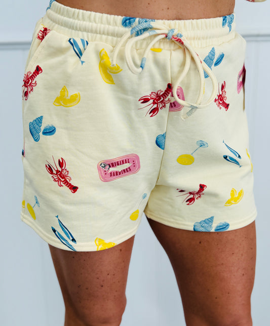 Buttermilk Sea Print Shorts (Reg.)