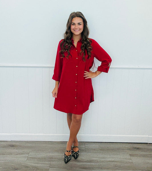 Ruby Button Down Mini Dress (Reg. and Plus)
