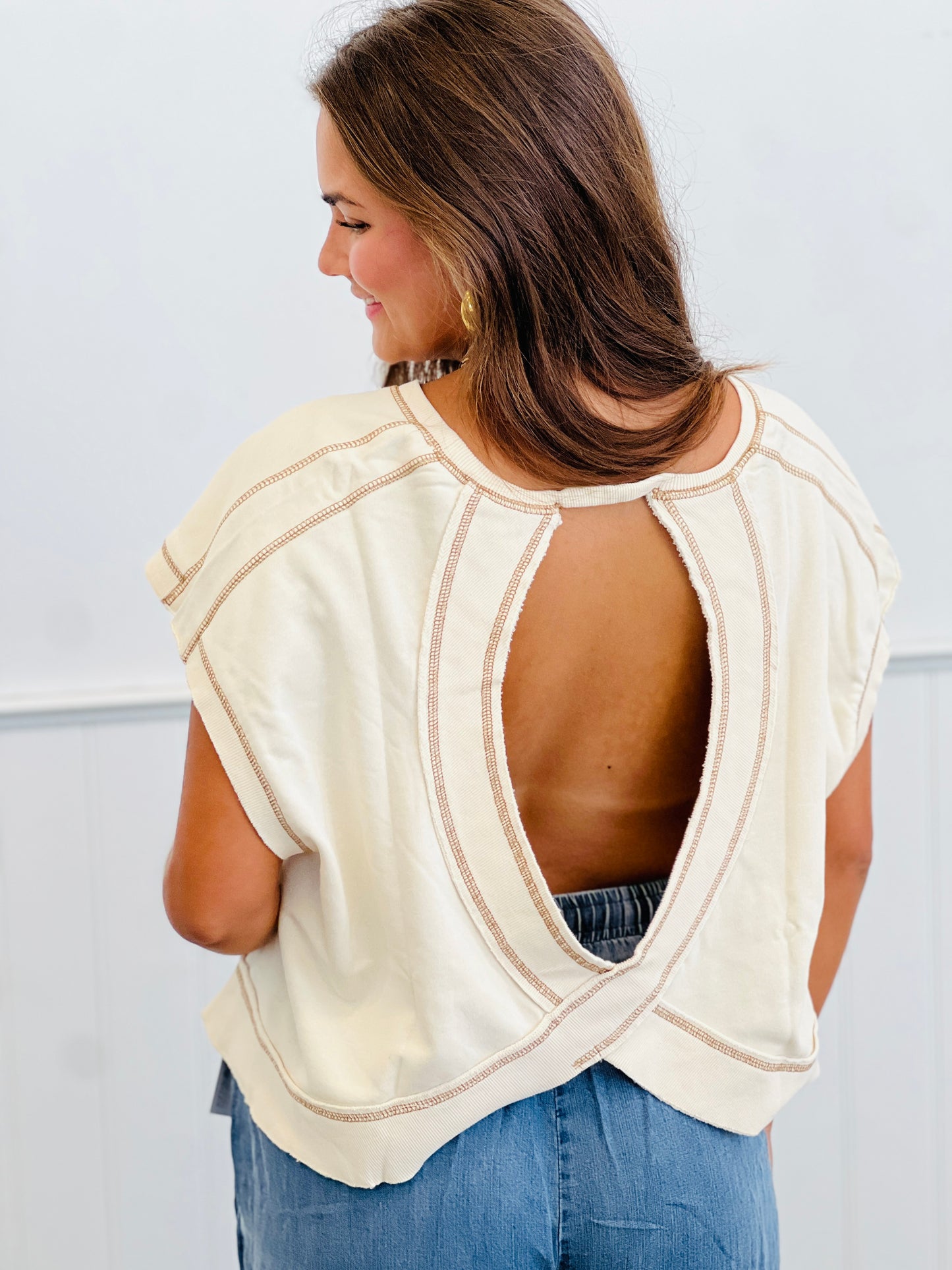 Morning Oat Peace Sign Open Back Top (Reg.)