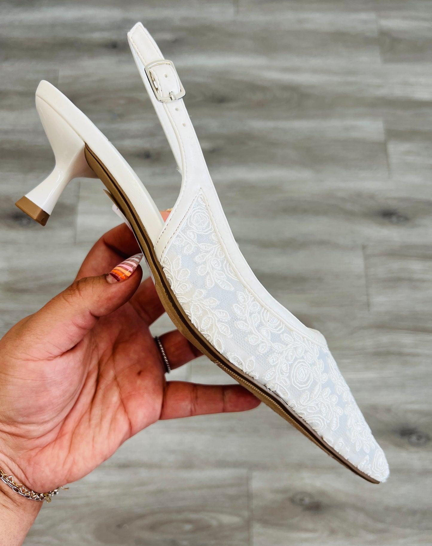 White Lace Kitten Heels