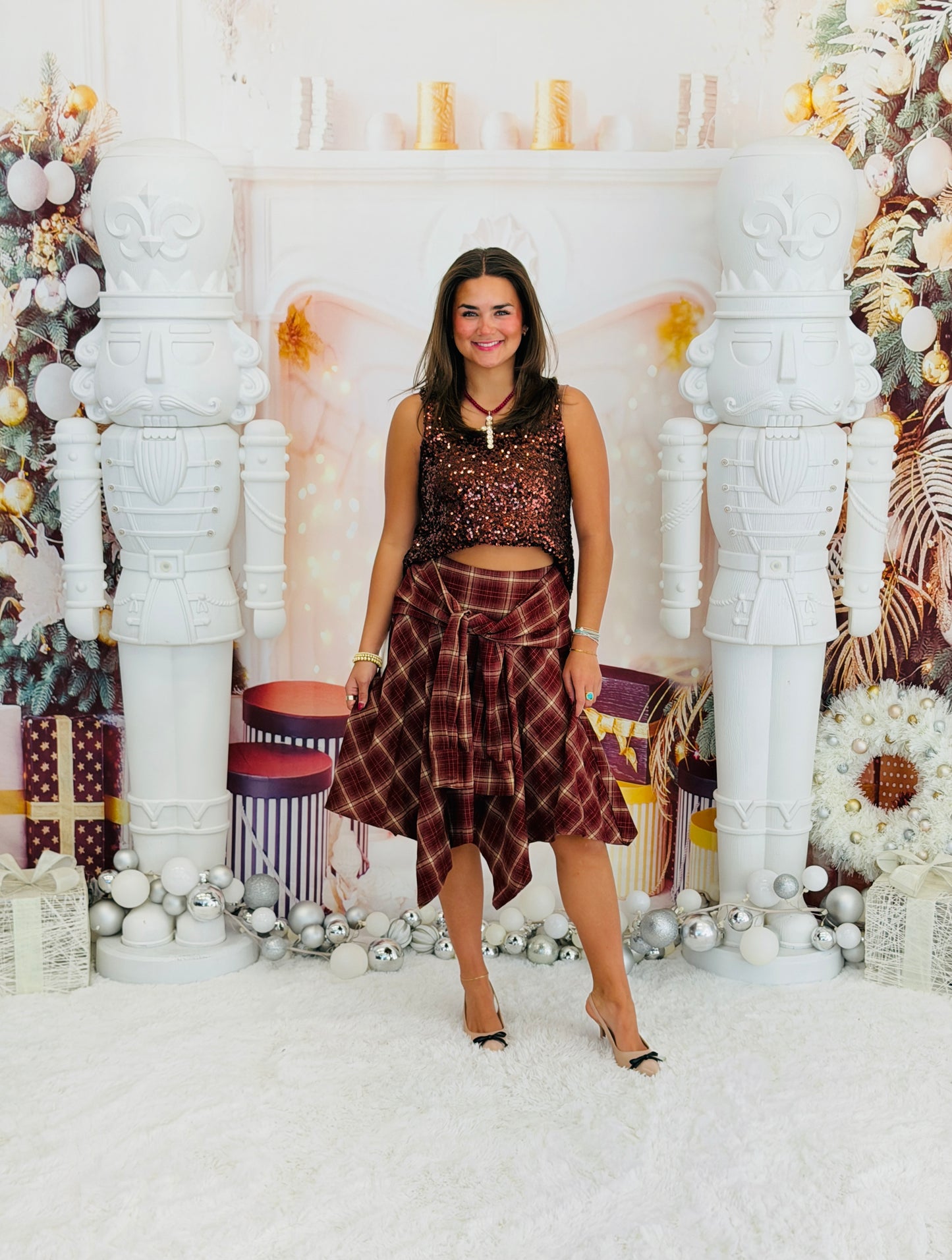 Bronze Plaid Midi Skirt (Reg.)