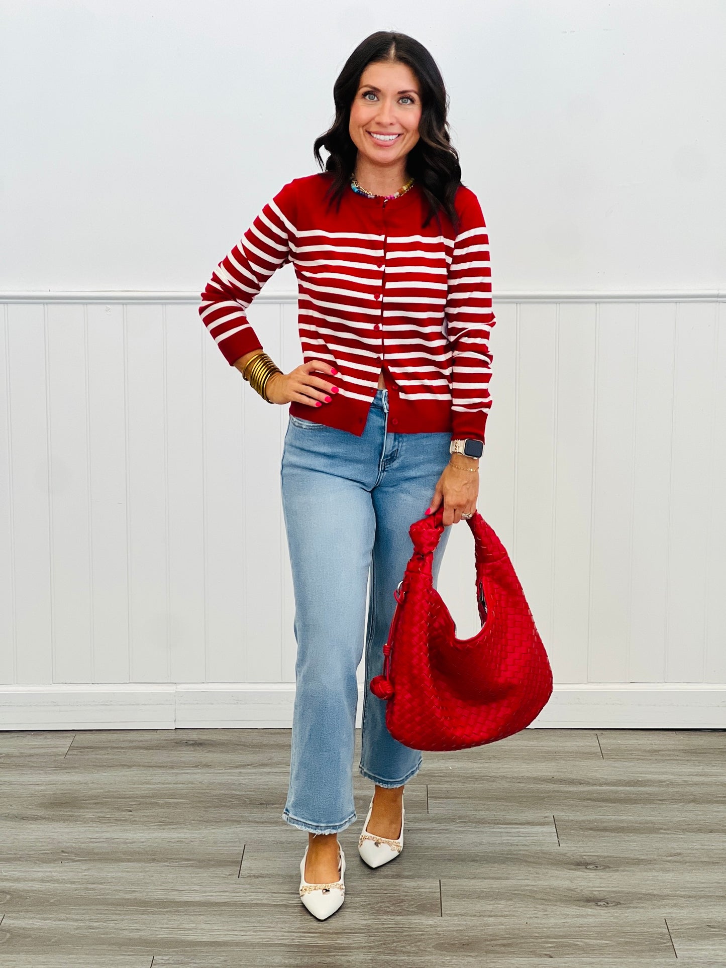Striped Sensation Sweater Cardigan (Reg & Plus)- 4 Colors