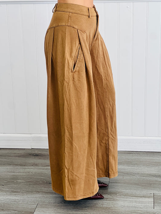 Mocha High Waisted Wide Leg Pants (Reg & Plus)