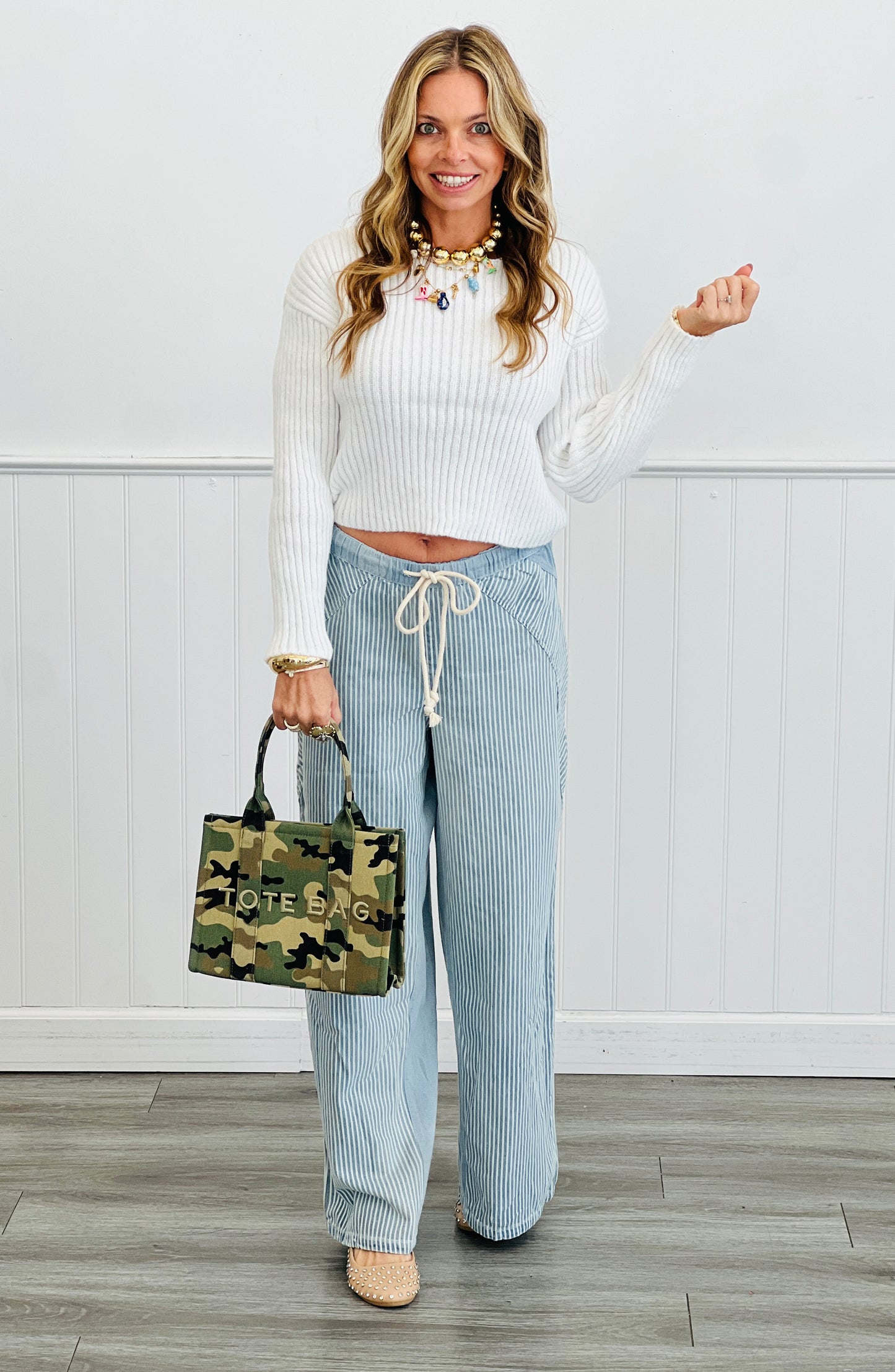 Denim Mineral Washed Pinstripe Drawstring Pants (Reg.)