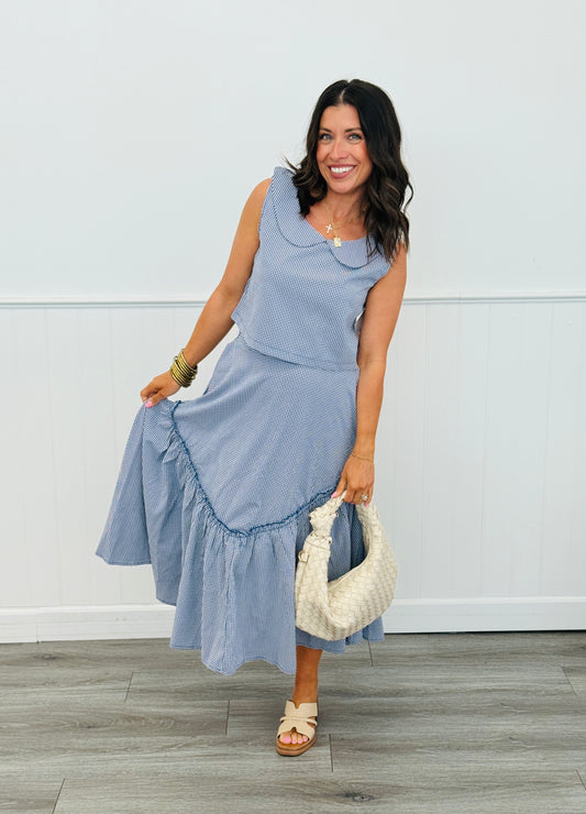 Blue Gingham Vintage Style Two Piece Set (Reg.)